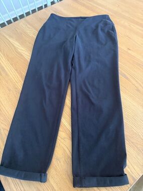 Navy Straight-Leg Pull-On Pants